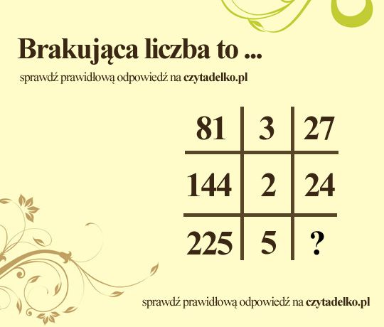 Brakująca liczba to ...?